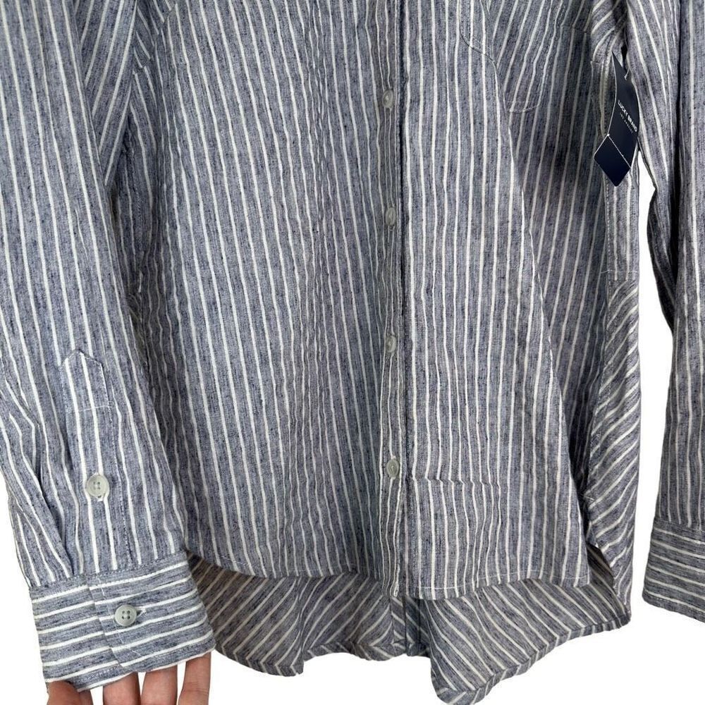 Lucky Brand Womens Striped Chambray Top Large Modern Casual Minimalist NWT - Picture 4 of 13